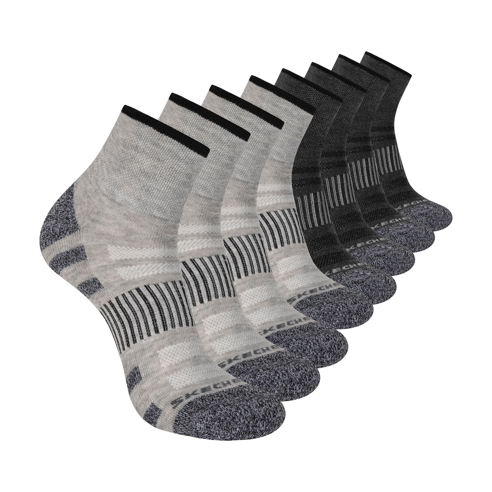 Skechers Herren 8-pack Work Collection High Quarter Crew Socks, Extra Cushion & Mesh Ventilation Socken