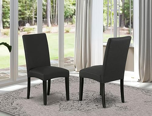 Miniatura 2 de East West Furniture DRP1T24 Driscol Parson - Sillas de comedor acolchadas de tela de lino de color negro, juego de 2, color negro