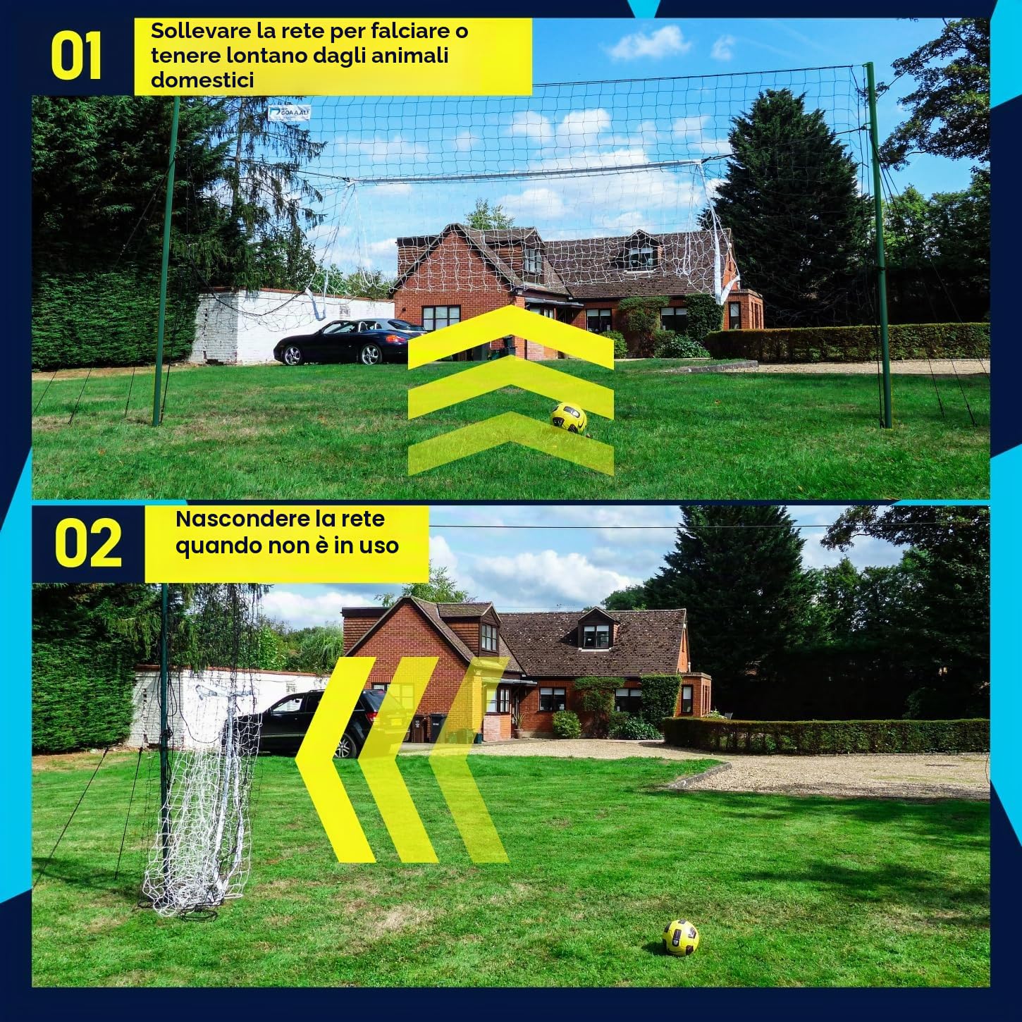 Open Goaaal - Porta da calcio con rete e rebounder - Attrezzatura da allenamento per giardino, tutto-in-uno