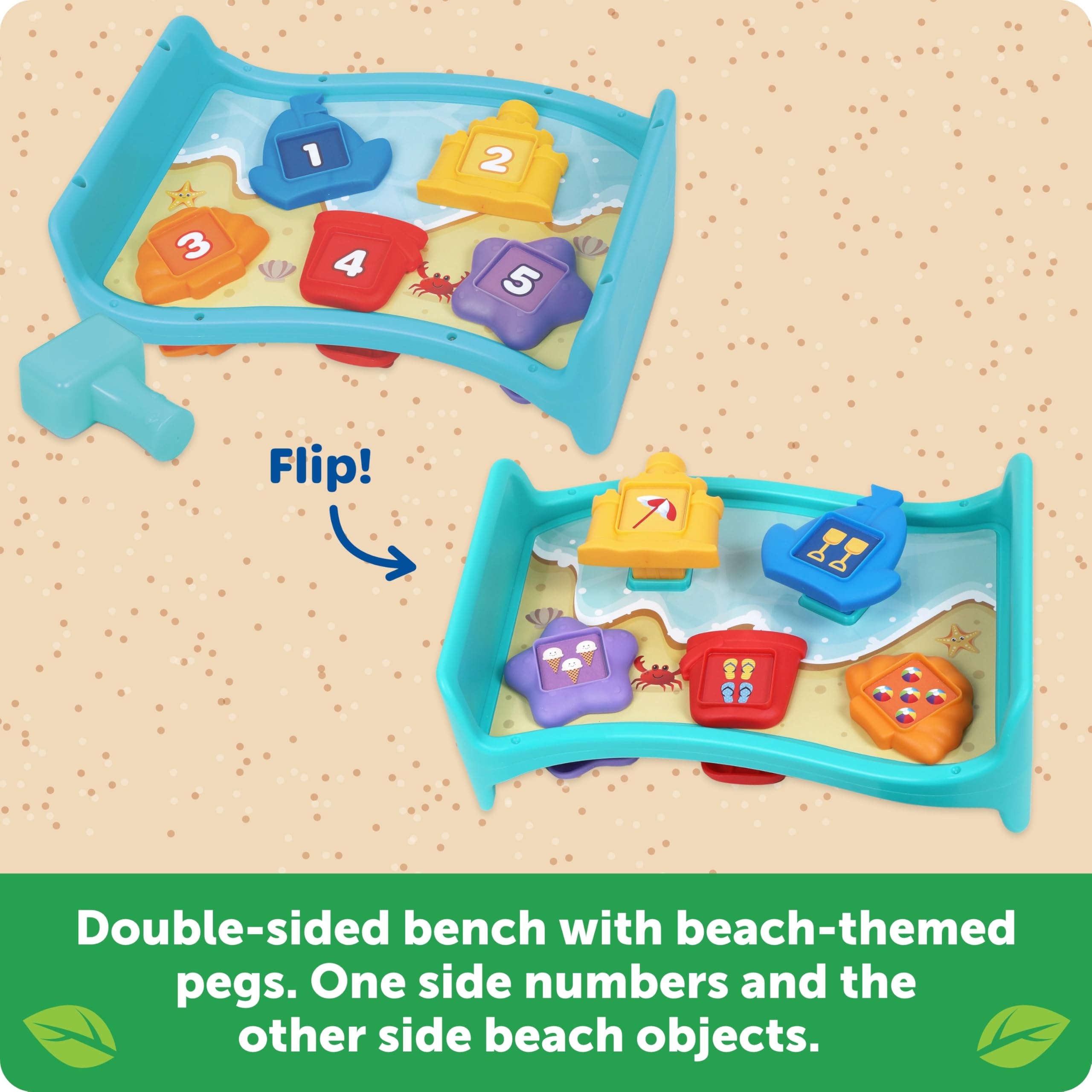 Learning Resources Seaside Pounding Bench, Interactive Educational Toy, Pounding Hammer Toy Game - Image 3