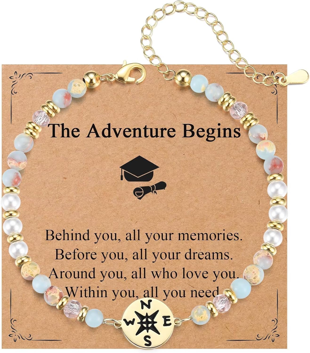 2026 Graduation Gifts for Girls Compass Grad Bracelet Primary Middle High College School Graduate Jewelry for Women