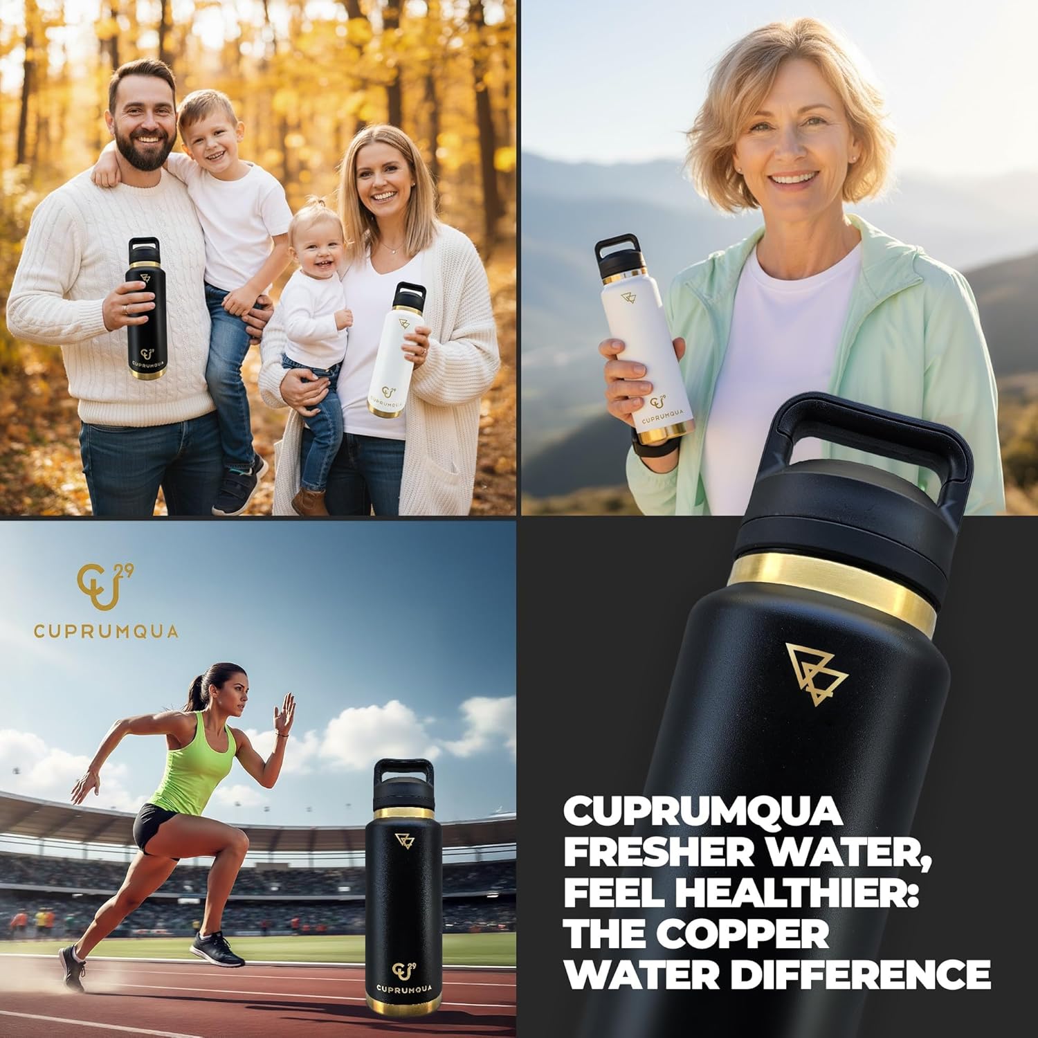 copper infused Water Bottle (black)