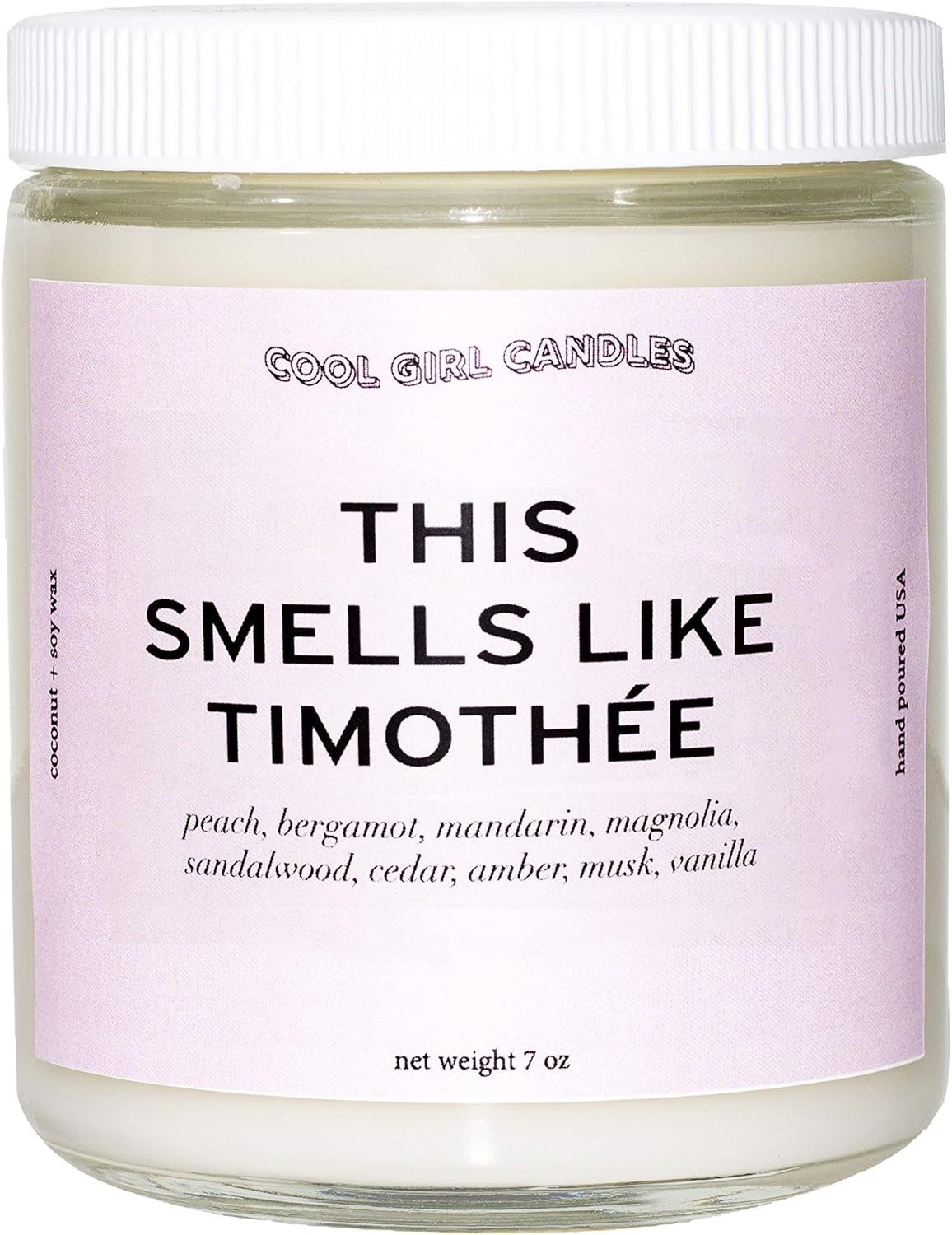 Cool Girl Candles | This Smells Like Timothee Candle |Timothee Merch Prayer Candle Gift for Her 40+ Hours Burn time Peach, Sandalwood, Amber, Vanilla Scented Rose Scented