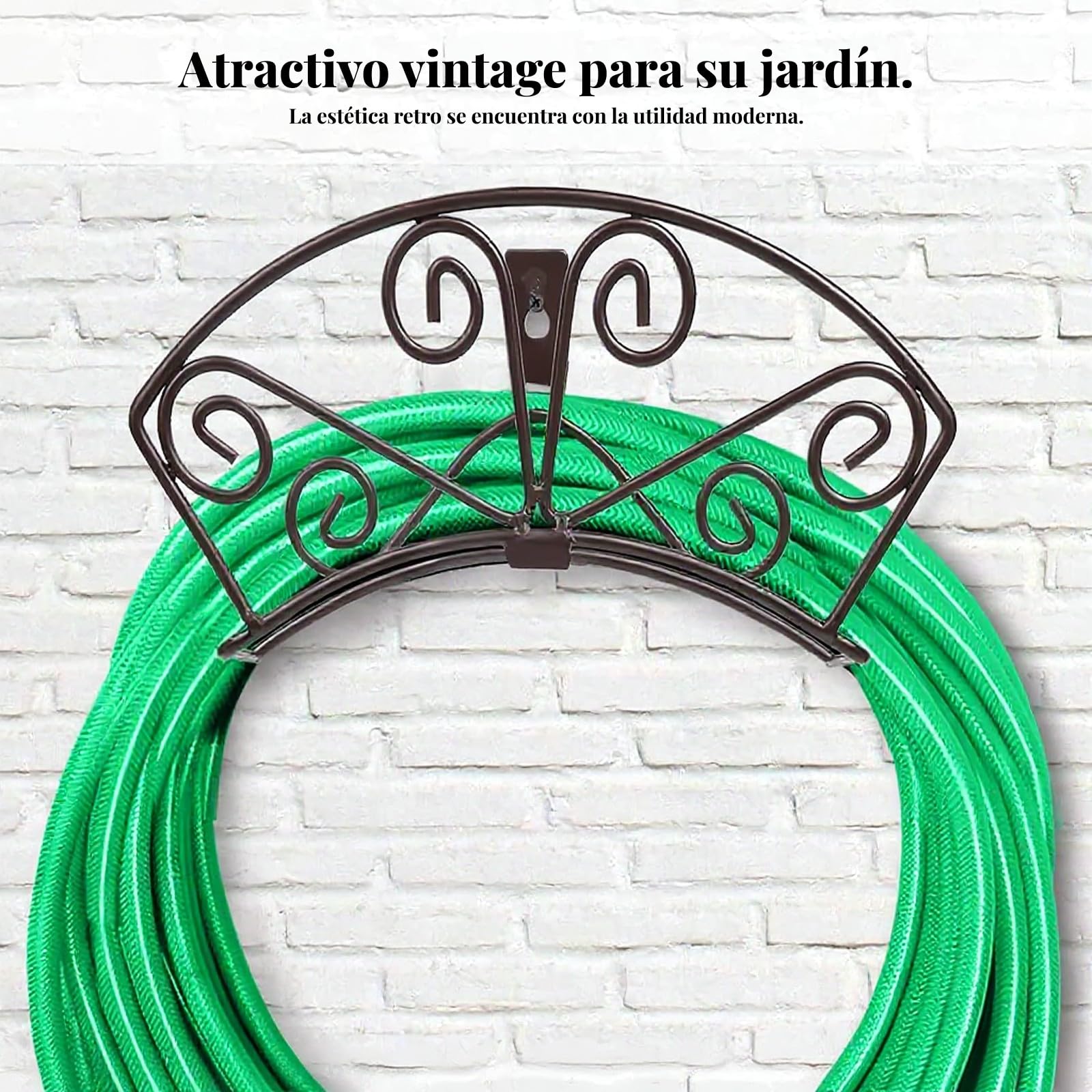 Gralara Soporte de manguera de jardín, soporte de manguera decorativa de estante de manguera, resistente, soporte, soporte de tubería ordenado, percha para, MarrÓn
