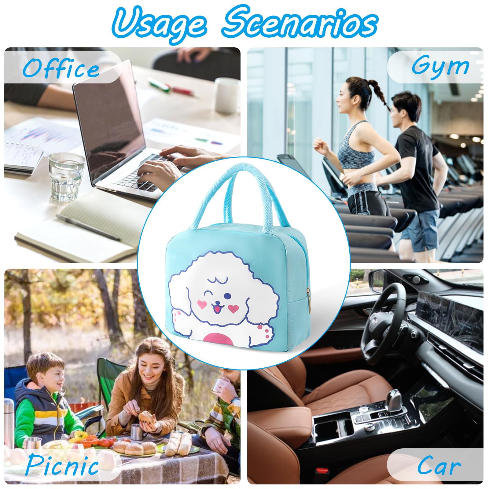 Lunch Bag Tote Lunch Cooler Bag Insulated Reusable Lunch Tote Portable Lunch Box Bags for Picnic Office Beach — view 3