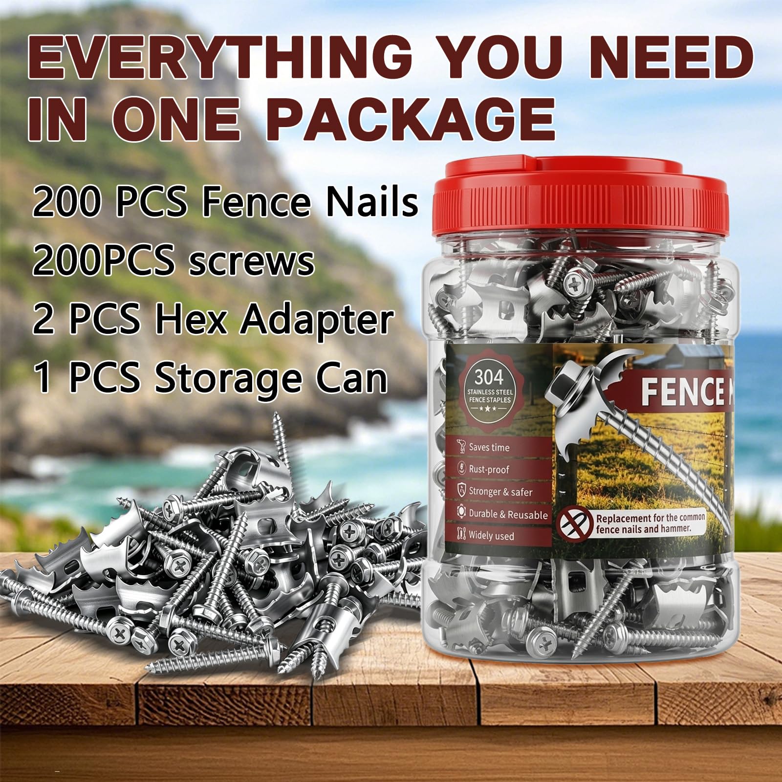 Stainless Steel Fence Staples - 200 Pack -5