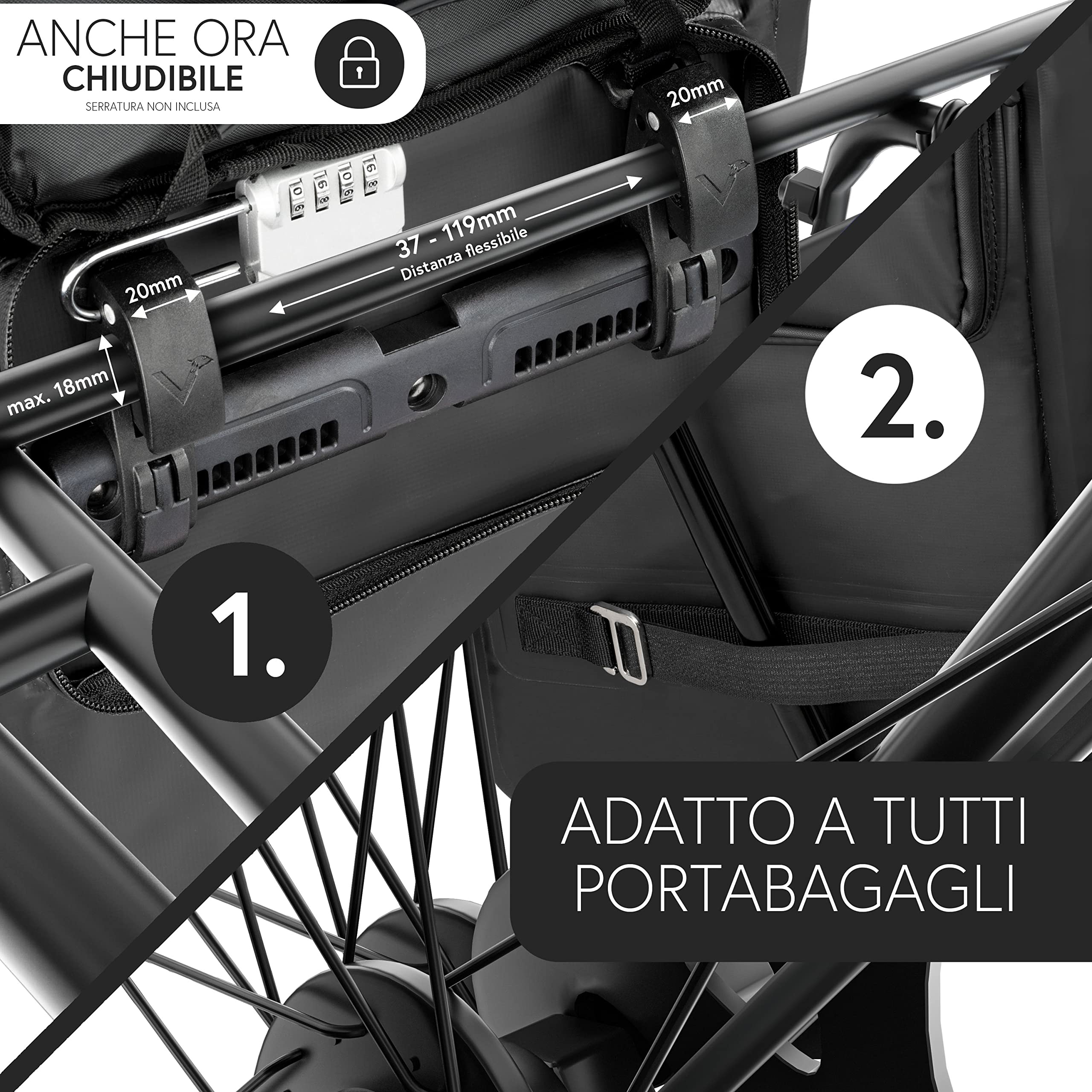 Valkental - Borsa da Bici Multifunzione 3 in 1: Portabagagli, Zaino e Tracolla - Materiale Impermeabile con Catarifrangenti - Ideale per Ciclismo Urbano - Design Sostenibile e Sicuro
