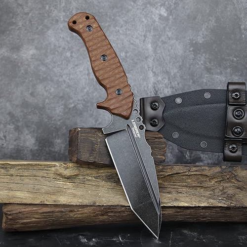 LENGREN Cuchillo pesado Sleipner de acero de espiga completa de 10.7 pulgadas, hoja fija, cuchillo táctico de campamento al aire libre, mango de