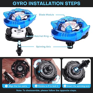 DEZAWRTY Gyro X Battle Set, 6 High-Speed Spinning Tops & 2 X-Launchers,Red