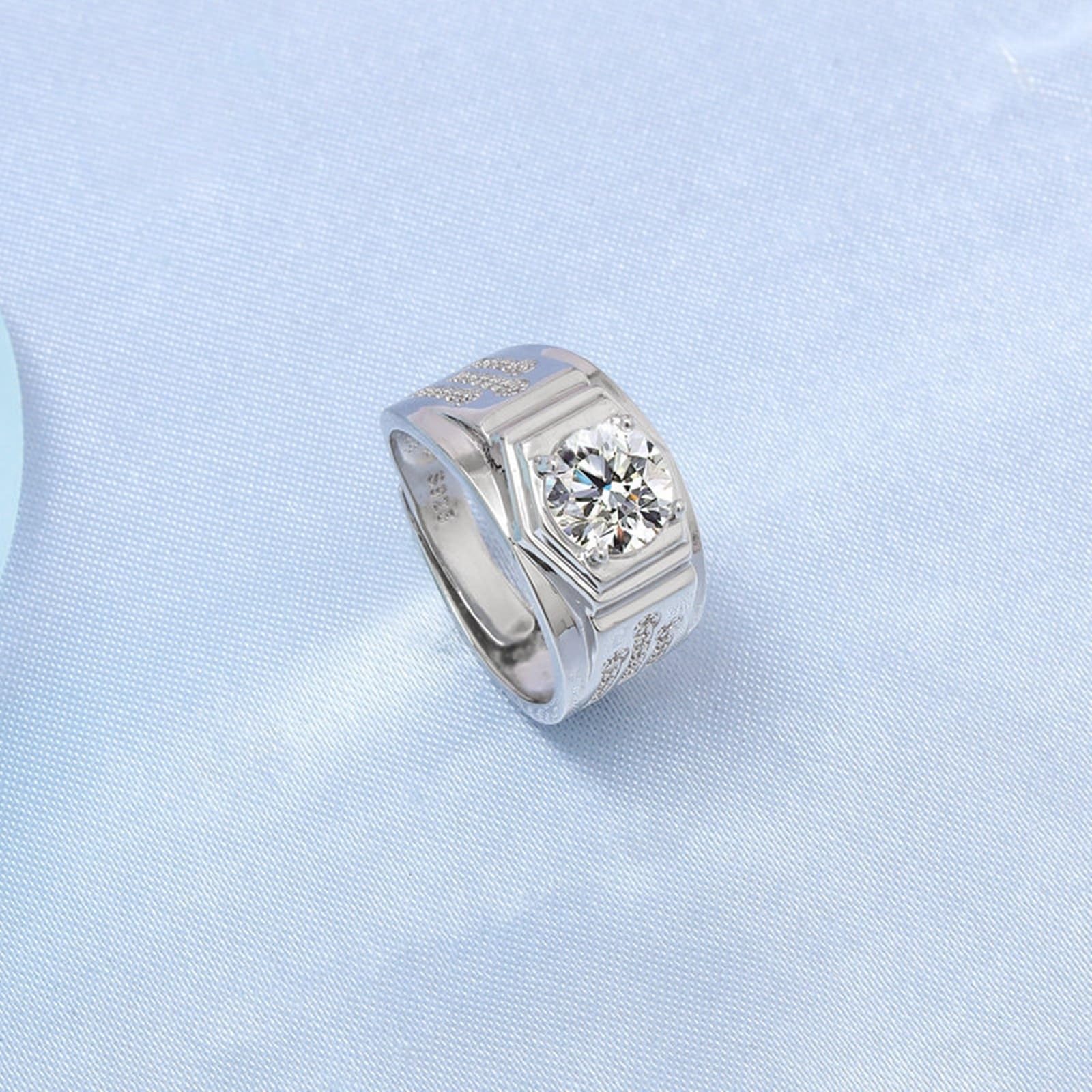 Wycian Anillo de compromiso para mujer y hombre, plata de 18 quilates, oro blanco de 18 quilates, diamante de laboratorio, con circonitas, talla 54 (17,2), clásico para mujer y día de la madre