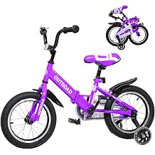 14/16/18 Inch Toddler and Kids Bike with Handbrake & Kickstand, Folding and Outroad Kids Bike, Boys and Girls Ages 3-10 Years, Lightweight Bicycle with Removable Training Wheels