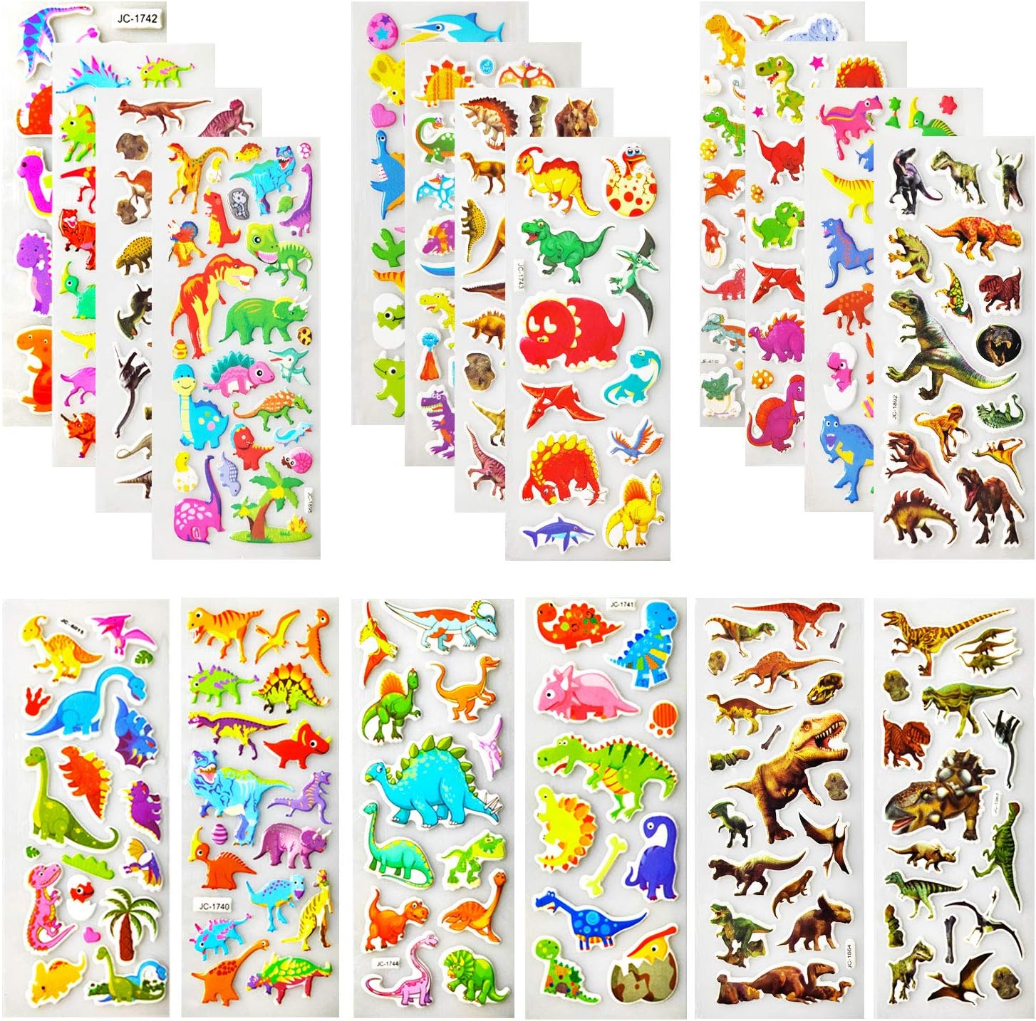 800+ Dinosaur Stickers for Kids, Kids Scrapbooking, 30 Different Sheets, Teacher Boy Reward Stickers Prizes, Dinosaur Themed Birthday Party Favors Supplies (30 Pack)