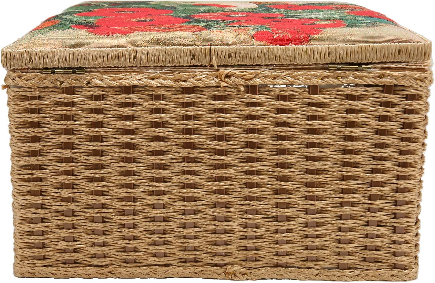 Sewing Basket Large Capacity Lightweight Portable Sewing Storage Box with Removable Tray
