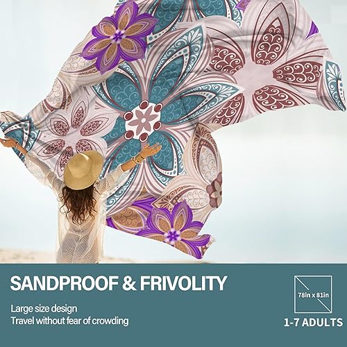 Miniatura 204 de Beach Blanket Oversized Extra Large 78" X 81",Waterproof Sandproof Beach Blanket 1-7 Adults Lightweight Durable for Travel Camping Hiking Picnic