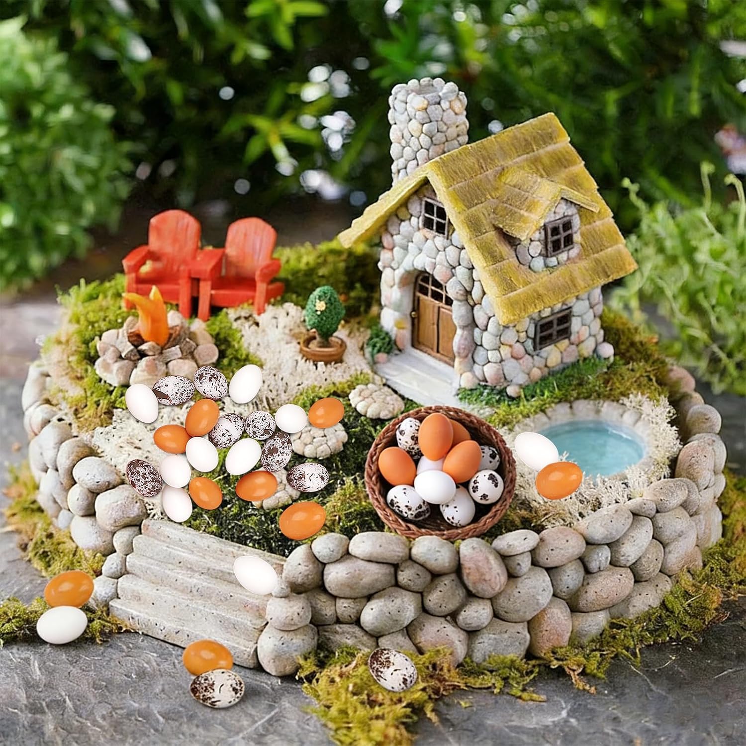2Pcs Cute Tiny Eggs and Basket Resin Silicone Mold Micro Dollhouse Things Epoxy Casting Mold for DIY Resin Art Fairy Garden Miniatures Landscape Crafts Decor
