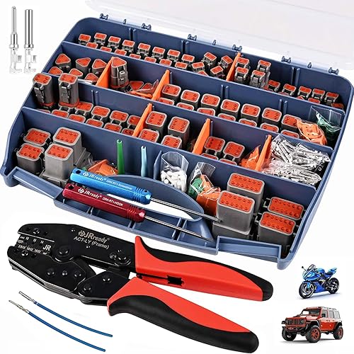 JRready ST6310 Kit de conectores Deutsch, conectores de enchufe DT de 2 pines, conector impermeable de 3, 4, 6, 8, 12 pines, herramienta de crimpado