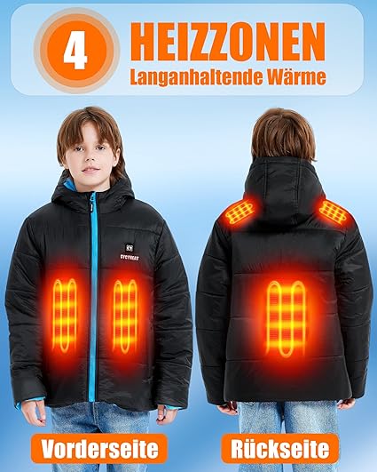 CYCYHEAT Veste Chauffante Pour Enfant Avec Batterie Externe 10 000