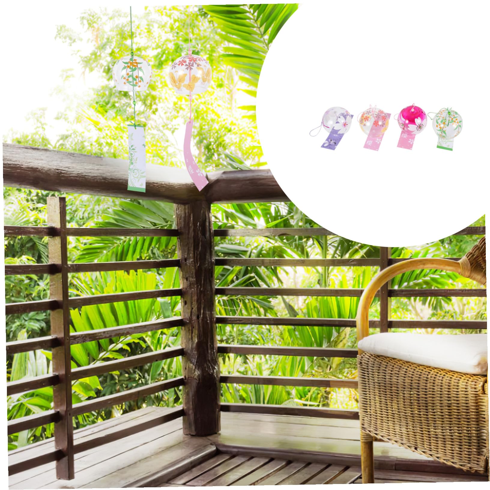 iplusmile Campanelli Vento in Vetro 4 Pezzi Decorativi da Appendere per Balcone e Giardino Design Semplice e Funzione Rilassante per Esterno