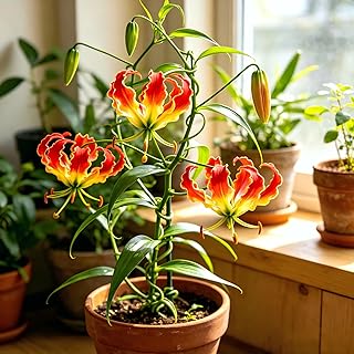 CarpetC 30+ Flame Lily Seeds for Planting, Gloriosa superba Glory Lily C...