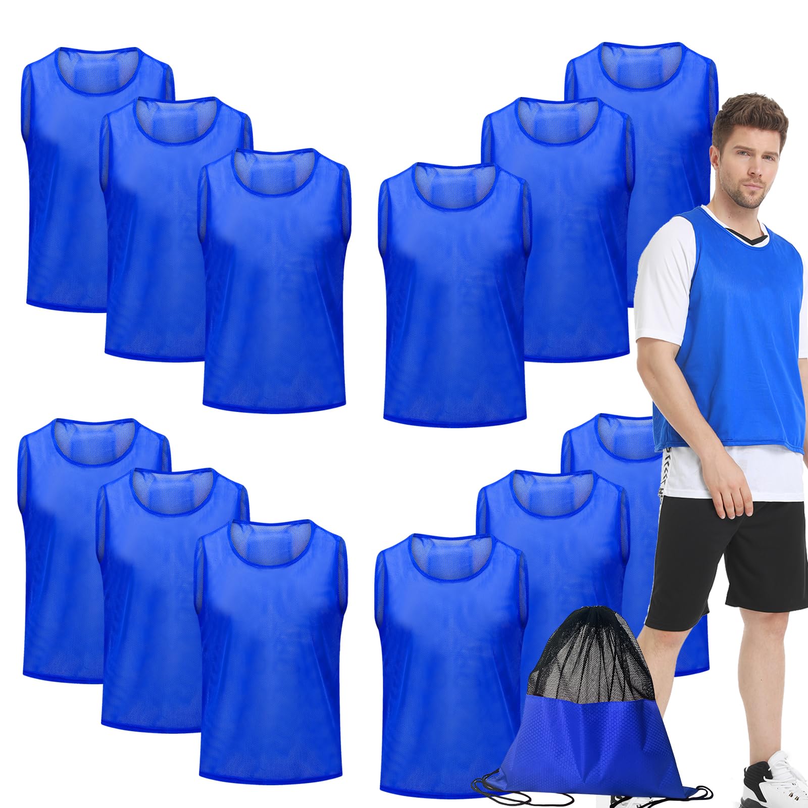 12/24/48Pcs Soccer Pinnies Youth, Scrimmage Team Practice Vests