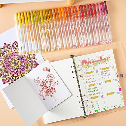 Miniatura 7 de Shuttle Art Paquete de 60 bolígrafos de gel de tono rojo amarillo, 30 bolígrafos de gel rojo, naranja, amarillo, con 30 recambios para adultos,