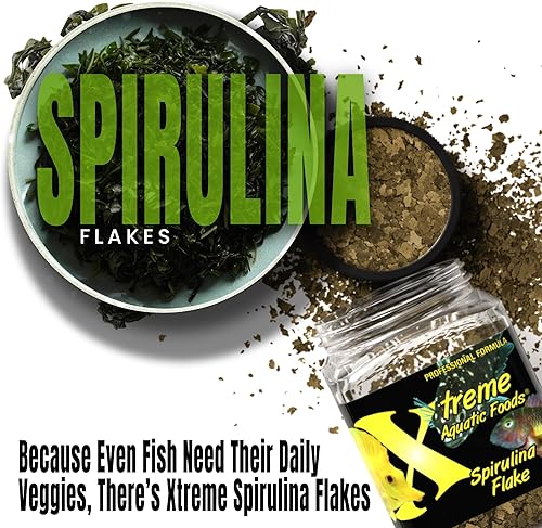 Miniatura 4 de Xtreme Spirulina Crave - Alimento en escamas para peces tropicales, copos ultra frescos de primera calidad con ingredientes naturales, dieta