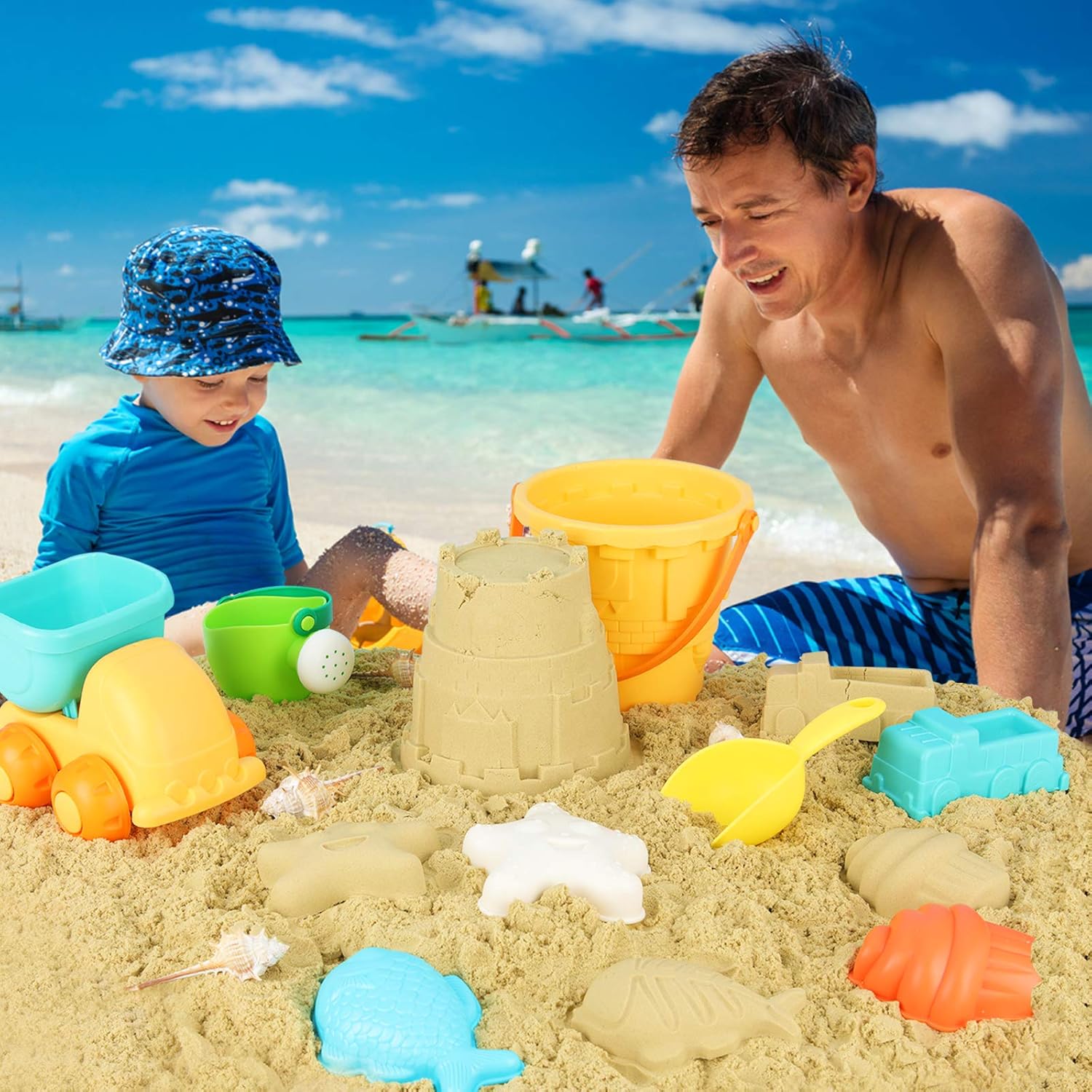 LYLYFAN Beach Sand Toys Set,24pcs Beach Sand Toys for Kids Outdoor Sandbox Toys Set Includes Sand Water Wheel,Sand Bucket,Shovel, Models& Molds,Sand Castle Toys for Beach with Carrying Bag : Toys & Games