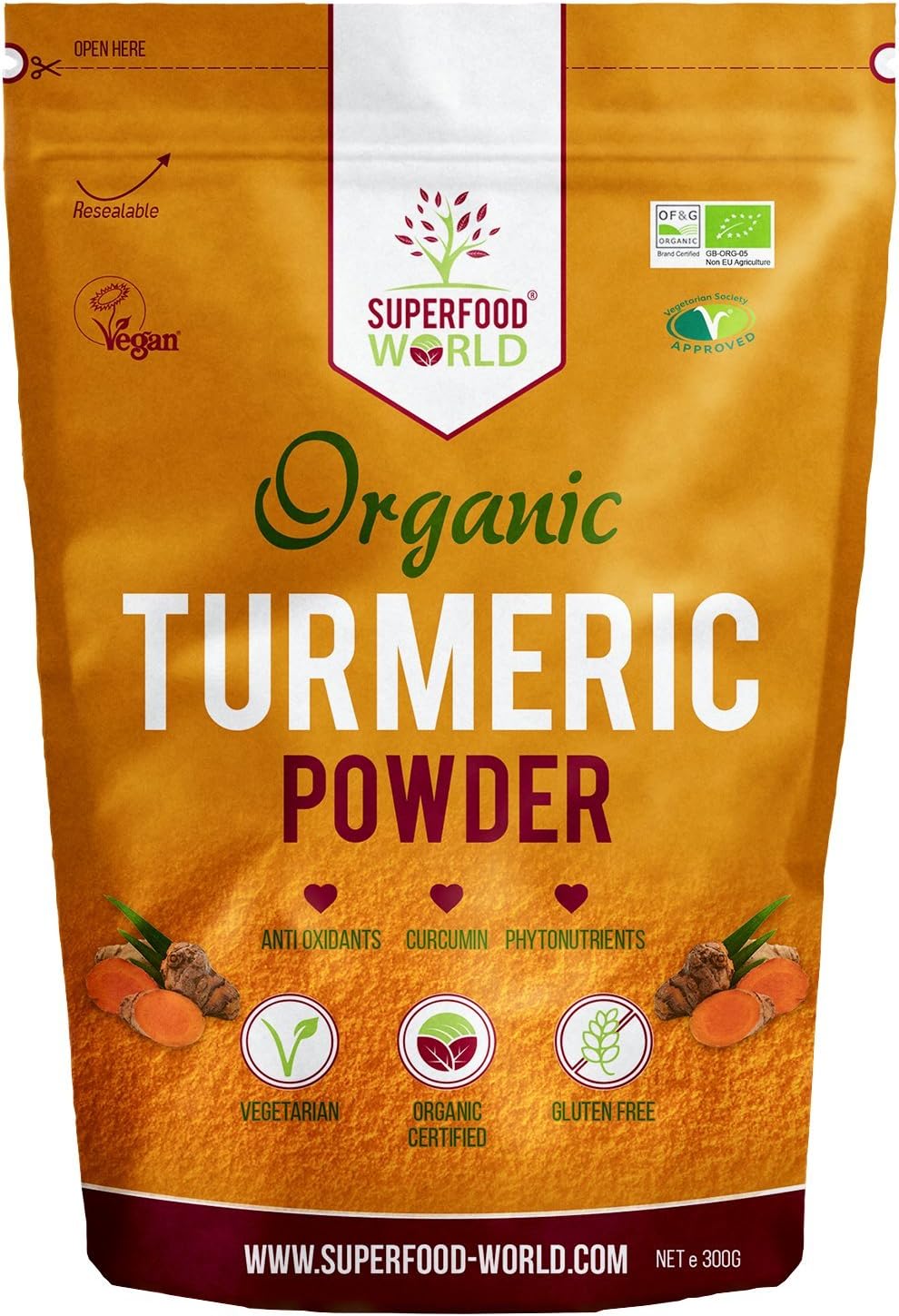 Organic Turmeric Powder | Pure and Potent Anti Inflammatory and Antioxidant Turmeric Powder Superfood with Natural Curcumin | Perfect for Cooking, Smoothies & Golden Milk | Vegan Friendly 300g