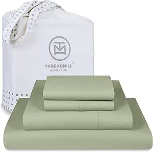 Threadmill Luxury Supima Cotton Sheets, Luxury 1000 Thread Count Soft 100% Cotton Sheets for Full Size Bed, 4 Pc Sage Green Bed Sheets Full Set, 5-Star Hotel Quality Deep Pocket Bed Sheets Set