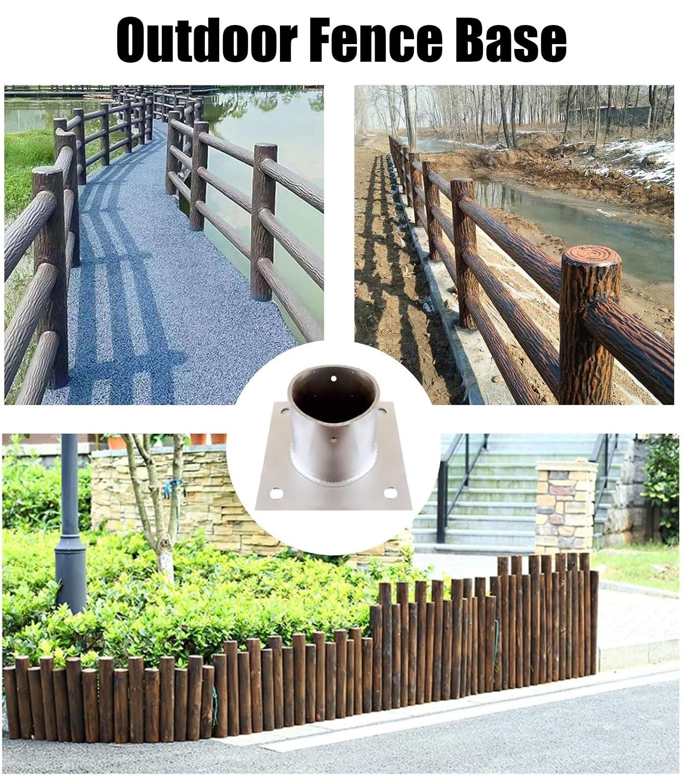 Genérico Soporte de Base para Poste de buzón de Alta Resistencia: se Monta de Forma Segura en Postes de Madera, hormigón o Metal. Se Adapta a columnas de Cerca de 2 a 7 Pulgadas de diámetro para una