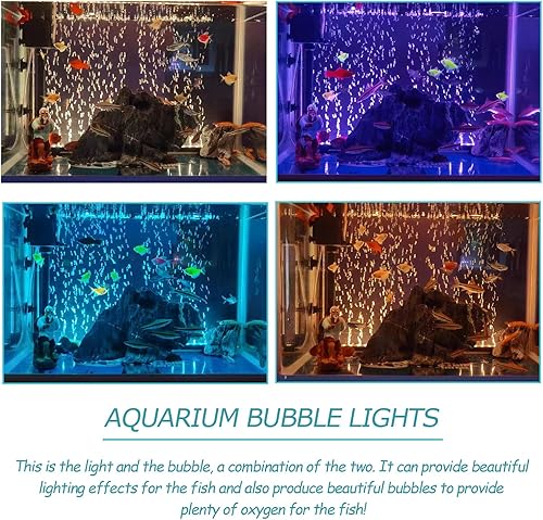 Miniatura 2 de Aquarims - Luces LED y burbujas en uno, luz de tanque de peces con burbuja de aire, RGB ajustable de 16 colores, viene con manguera de bañera de