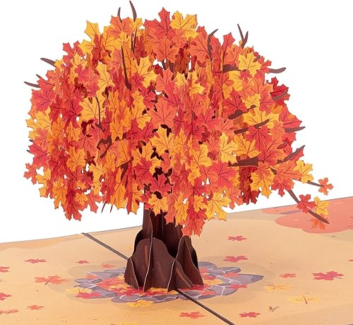 Paper Love Tarjeta de Árbol de Otoño | Tarjeta de Felicitación Desplegable 3D de Arce de Otoño para Acción de Gracias, Regalo de Anfitriona o Amigo