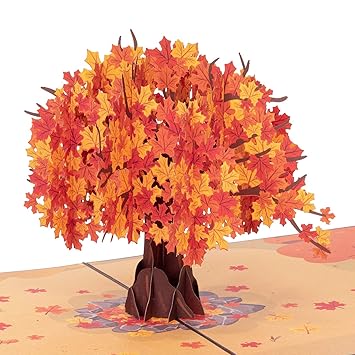 PaperLove Autumn Tree Pop Up Card, Handmade 3D Popup Greeting Cards for Fall, Winter, Christmas, Birthday, Thanksgiving, Halloween, Just Because, All Occasion | 5