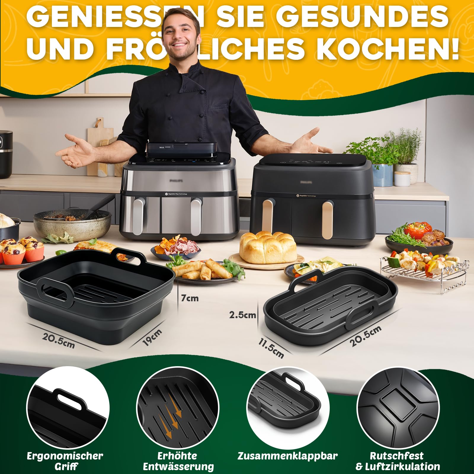 HLEIUKT Accessori Airfryer per Philips Airfryer Dual Basket 3000 HLEIUKT Accessori Airfryer per Philips Airfryer Dual Basket 3000