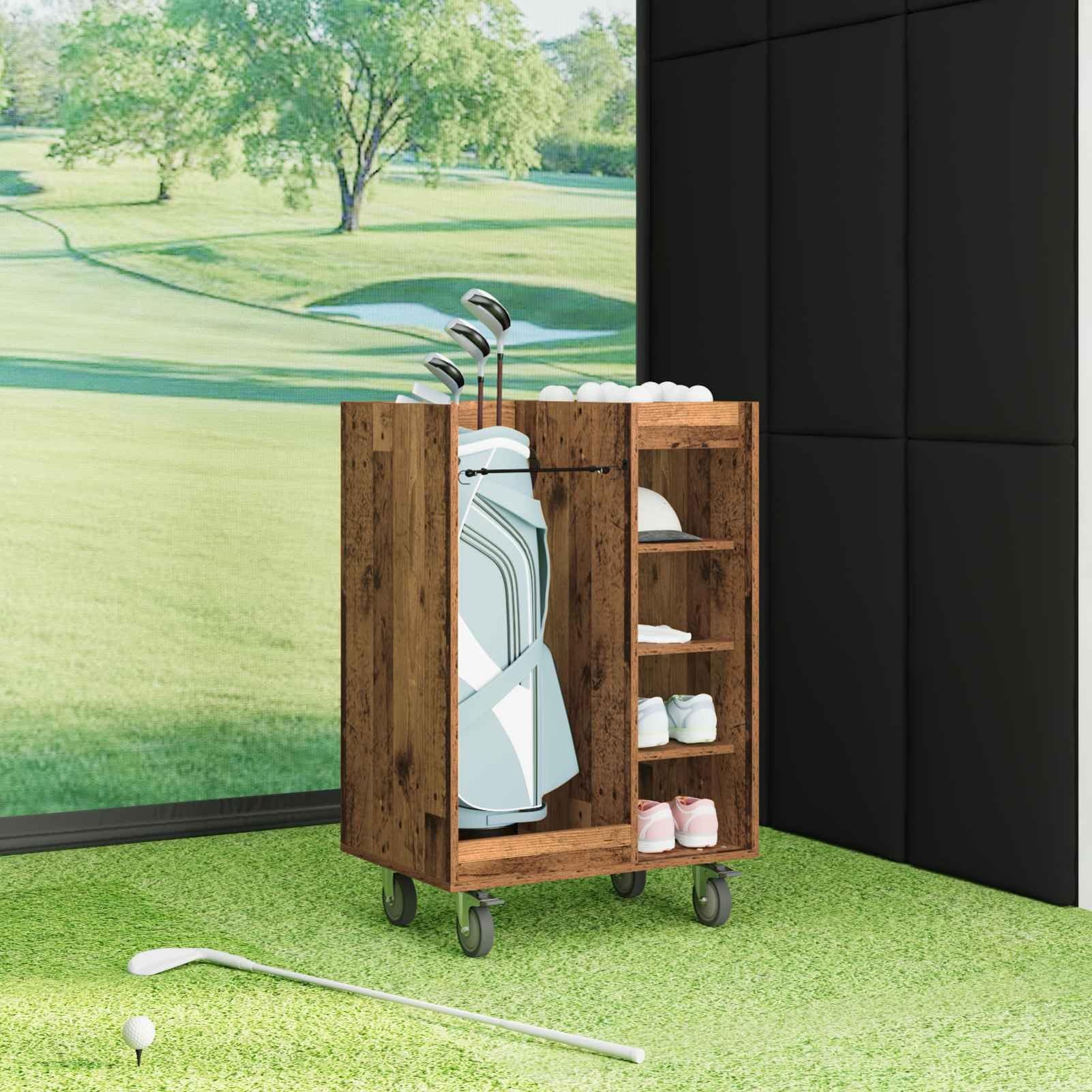 Gecheer Golf-Schrank Uni Altholz, 65 x 45 x 98 cm, Holz, Stauraum für Golfzubehör, Garagen oder Wohnräume