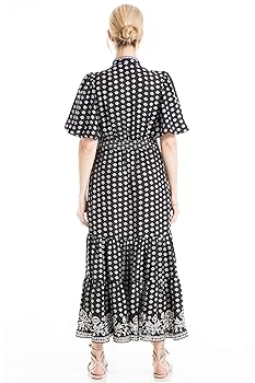 Max Studio Women's Flutter Sleeve Printed V-Neck Maxi Dress