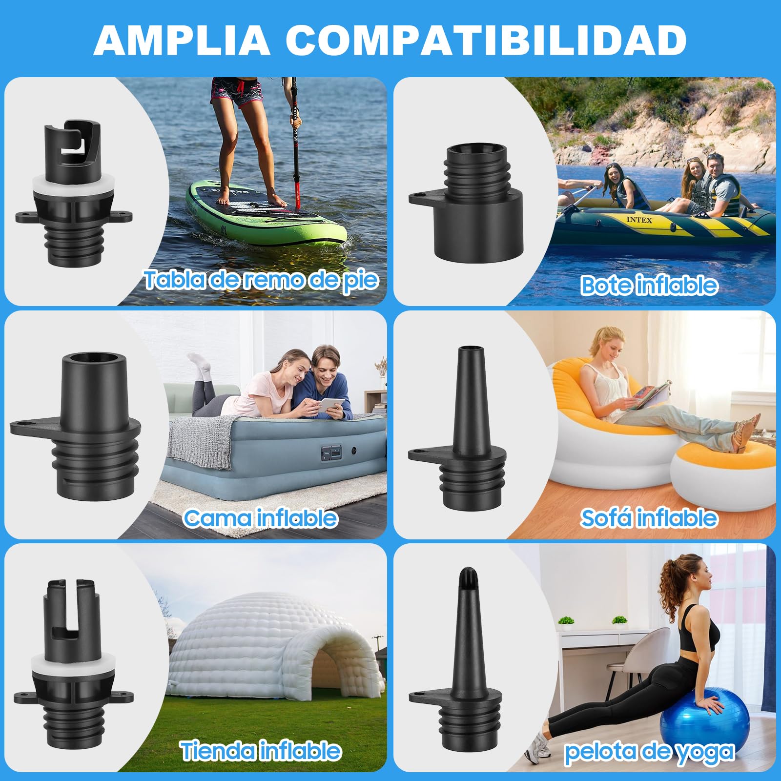 WADEO Bomba eléctrica para Sup con batería de 18000 mAh, Bomba de Aire de Alta presión de 20 PSI con luz LED, Carga rápida de 12V CC, para Tablas de Paddle Surf, Botes, Kayaks y colchones