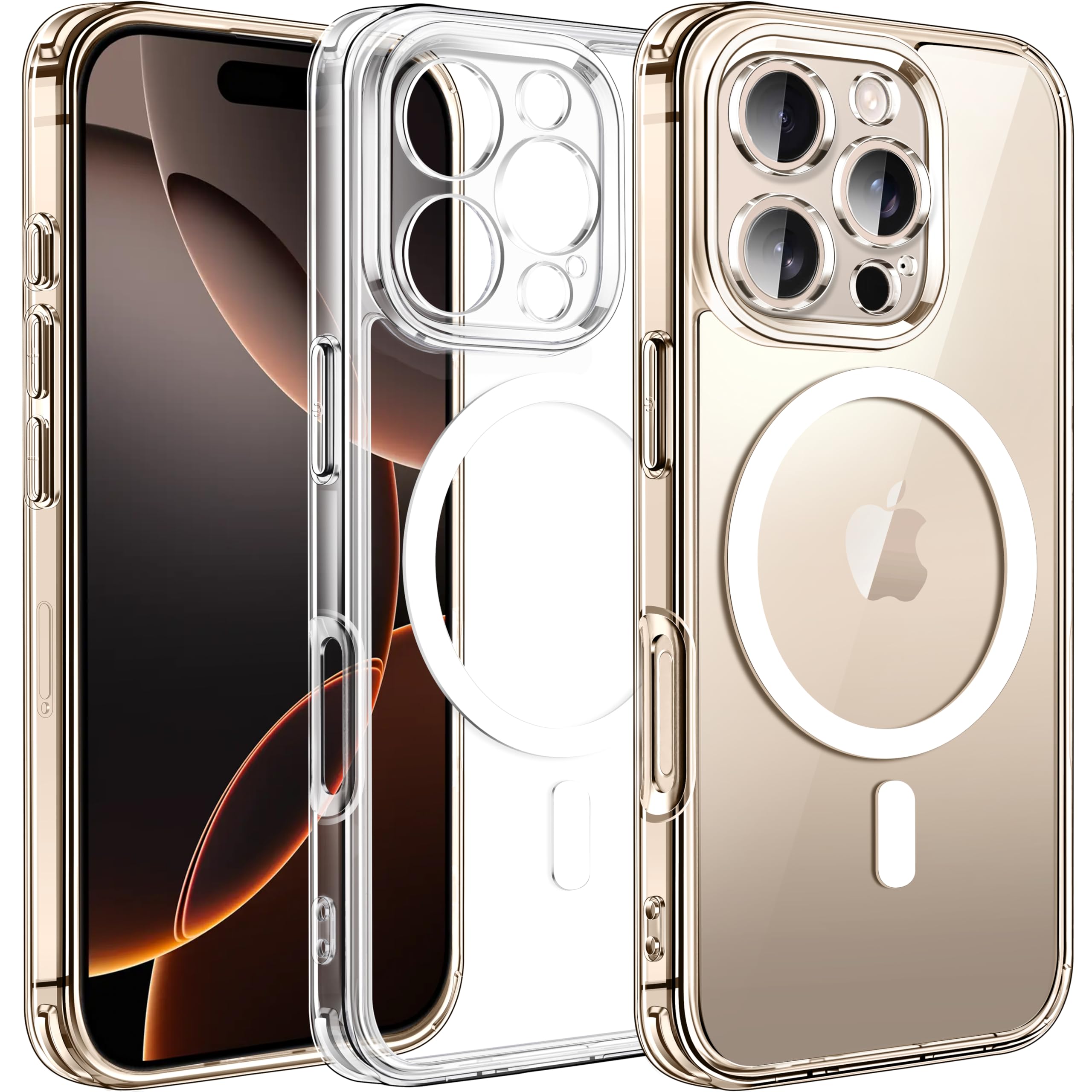 iVoler Cover Magnetica per iPhone 16 Pro Max, [Compatibile con MagSafe] [Protezione Antiurto di Grado Militare] Custodia Traslucida Opaca Posteriore Sottile Silicone Protettiva Case - Trasparente