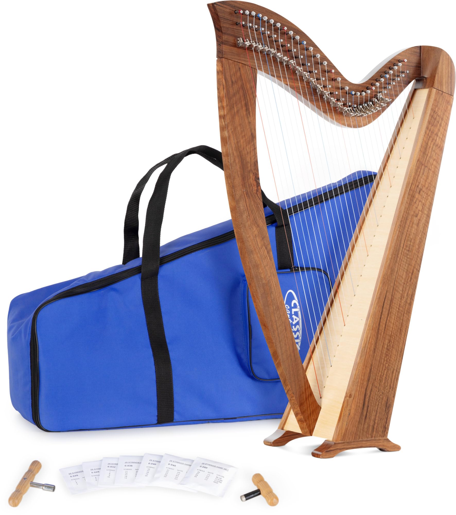 Classic Cantabile H-29 WN Arpa Celtica 29 corde, accordatura Mi bemolle maggiore, meccanica a semitoni, legno noce, include borsa e 2 chiavi, altezza 101 cm.