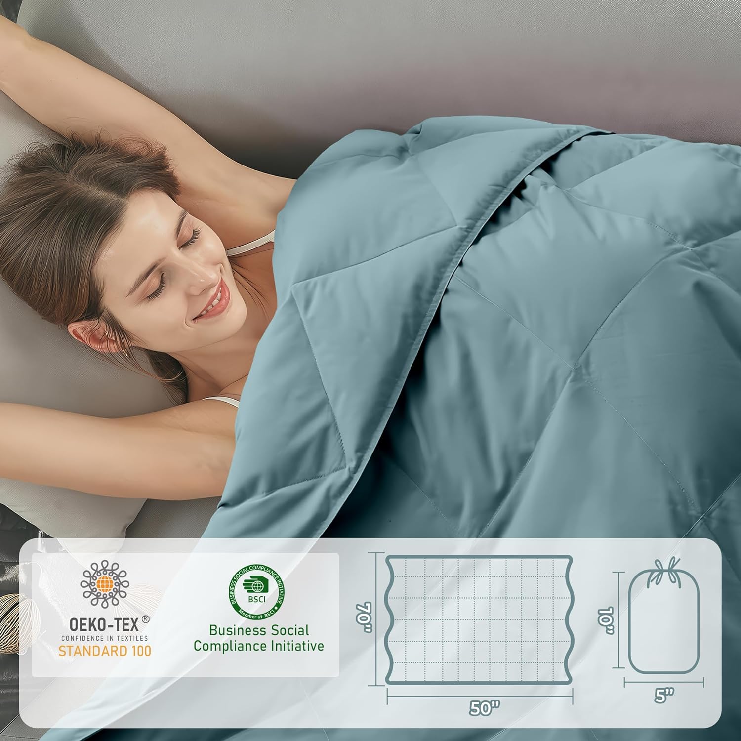 Bafode Throw Blanket, Feather Down Throw Blanket for Couch, Soft Lightweight Blanket for Indoor Outdoor Use 50"X70" - Image 5