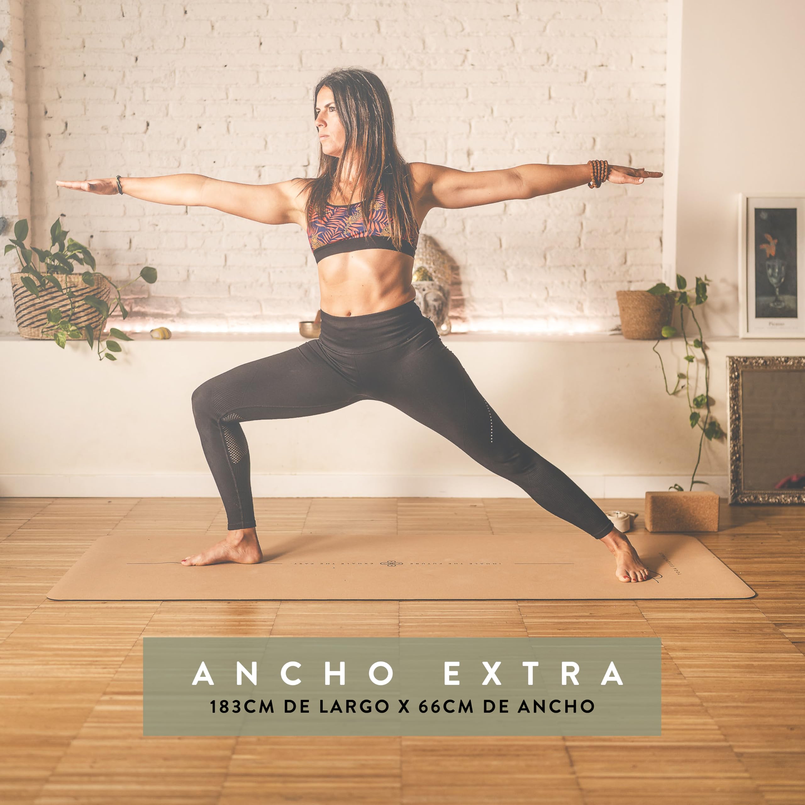 LAAR Yoga Essentials – Esterilla de Yoga de Corcho Natural y Caucho Ecológico (183×66×5 cm) | Antideslizante, Resistente, con Cinta de Transporte | Esterilla Premium para Yoga, Pilates y Fitness