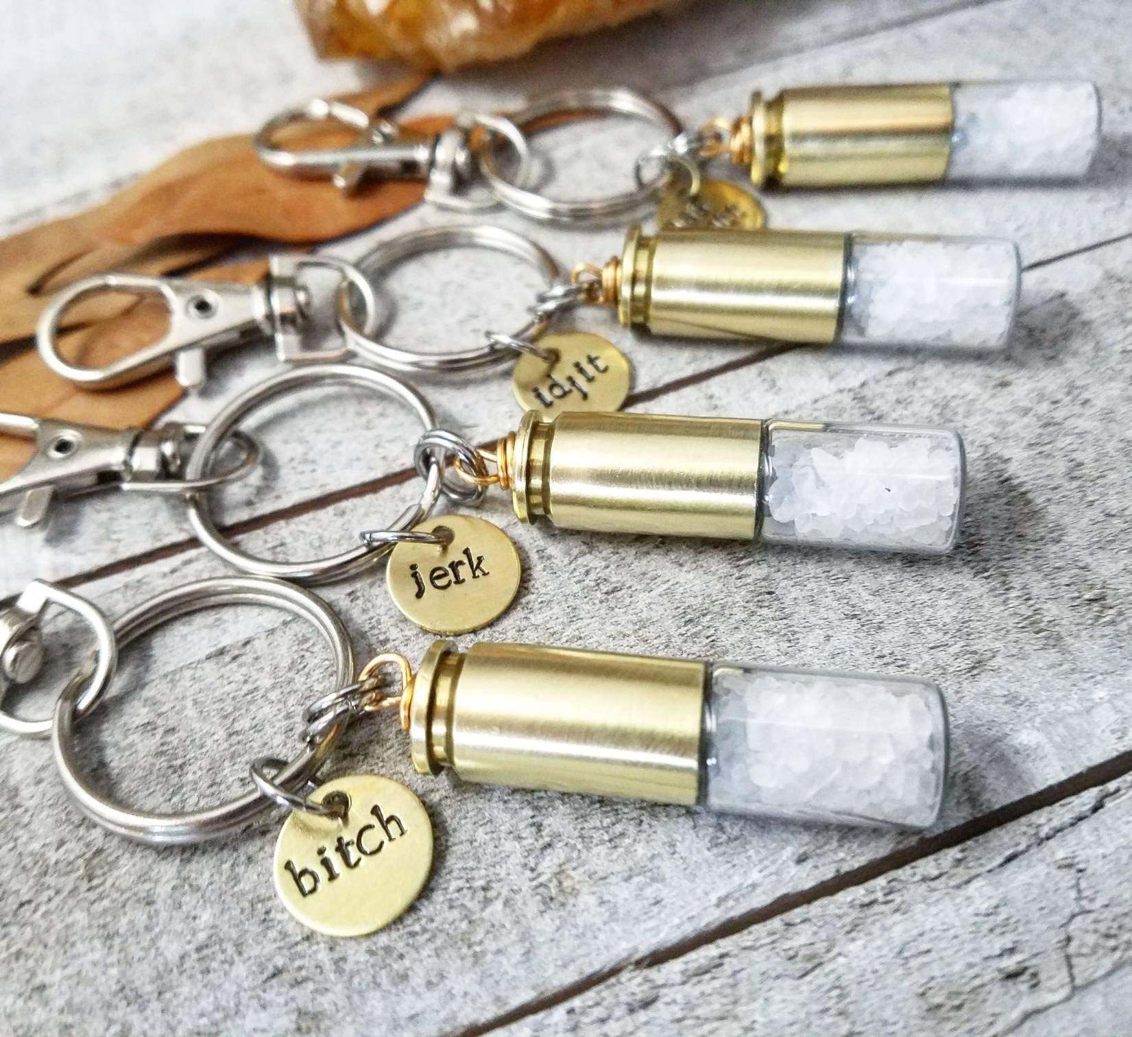 Supernatural charm keychain bitch jerk idjit assbutt bullet vial mens gift