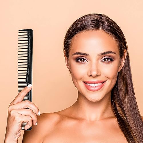 Miniatura 4 de Boao 12 peines de pelo a granel de dientes finos y anchos negros para peluquero, estilista, cónicos, multiusos, para peluquería, salón de despedida