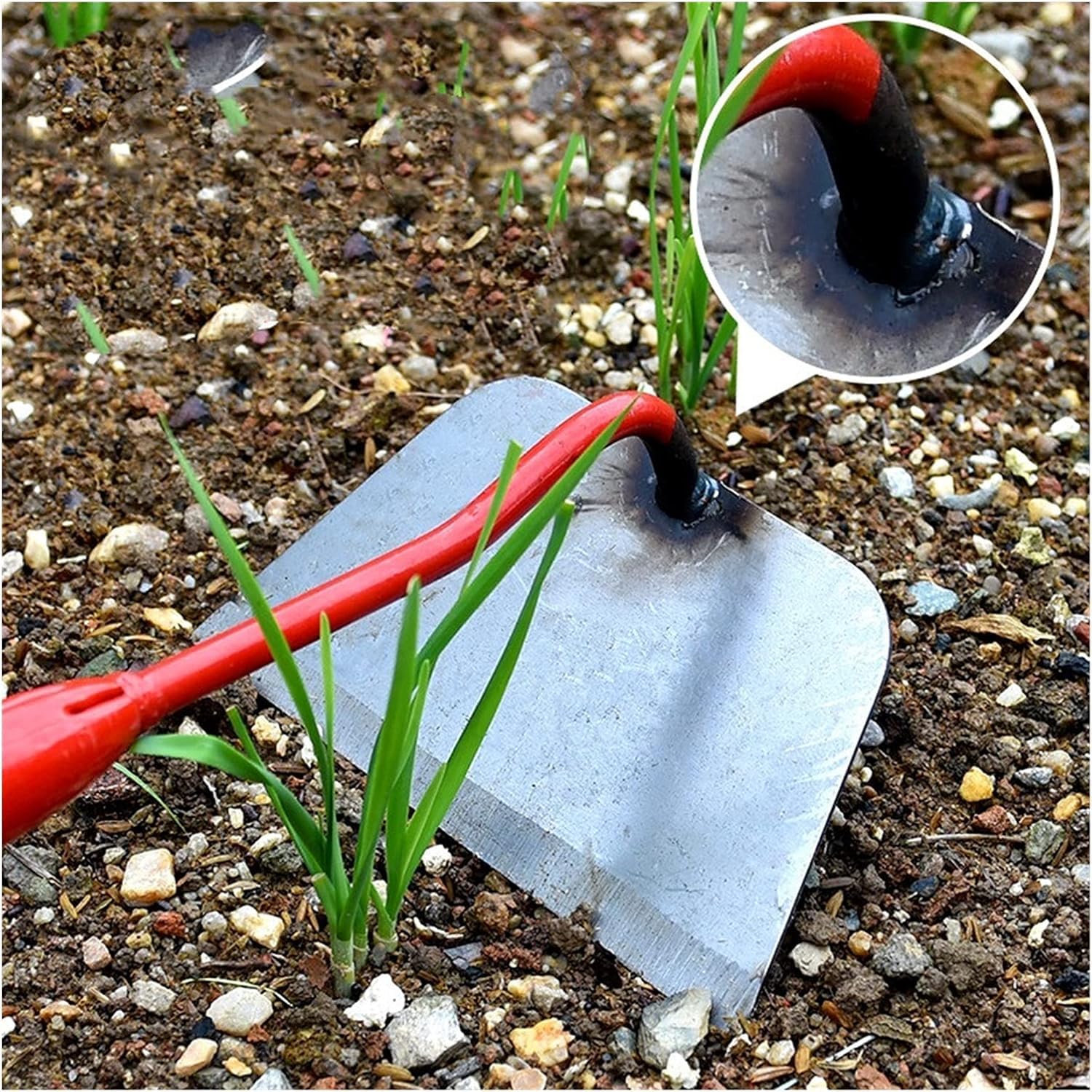Houe en Acier à Main - Outil de Jardinage - Houe de Plantation de Jardin - Outil Portable de désherbage et d'ameublissement du Sol - Houe à Creuser avec poignée 2 en 1 pour Planter Le Sol -