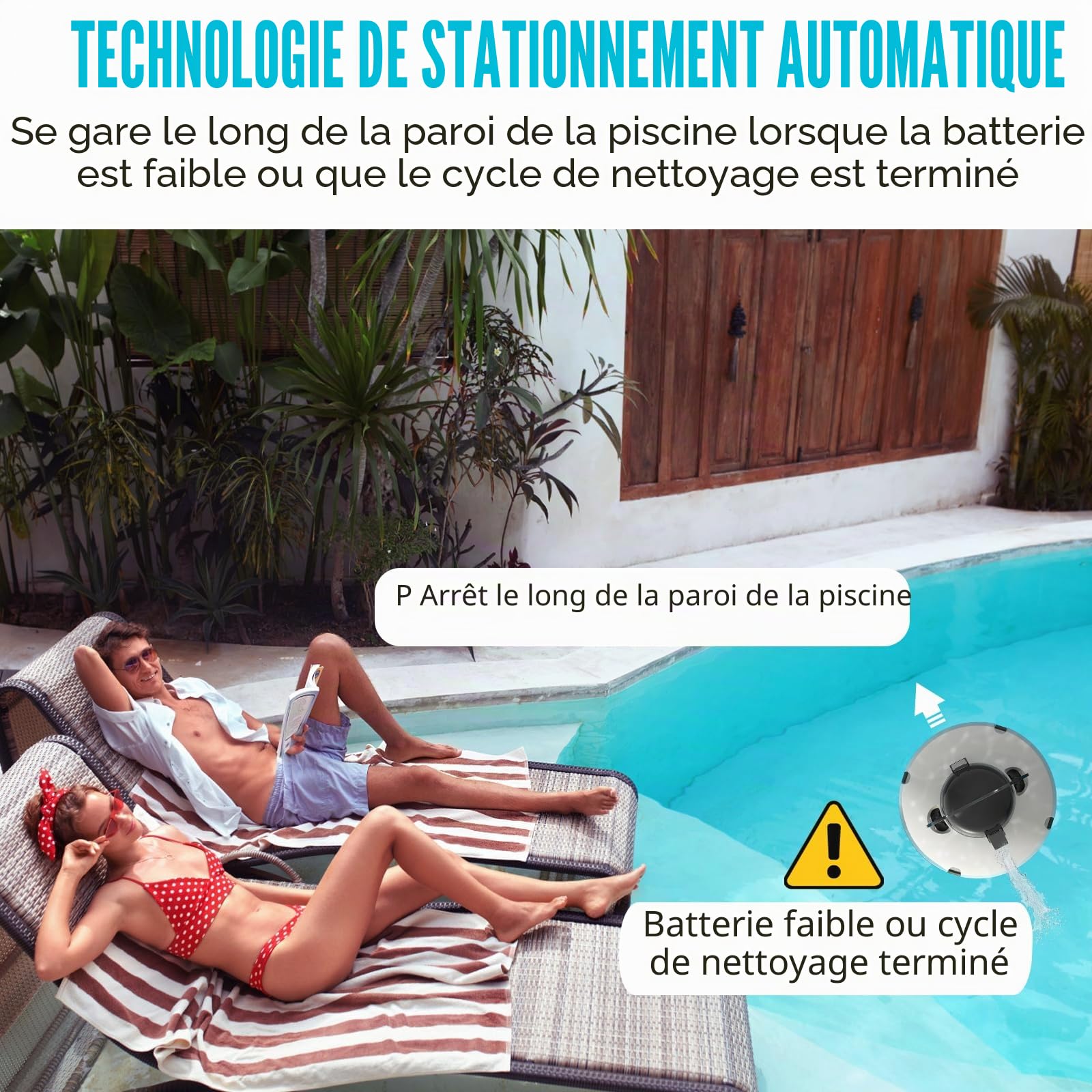 2026 Robot aspirateur de Piscine sans Fil pour Piscine Hors Sol 120 Minutes d'autonomie, Nettoyeur de Piscine Automatique pour Piscine creusée jusqu'à 1000 Pieds carrés Robot de Piscine autoparquant
