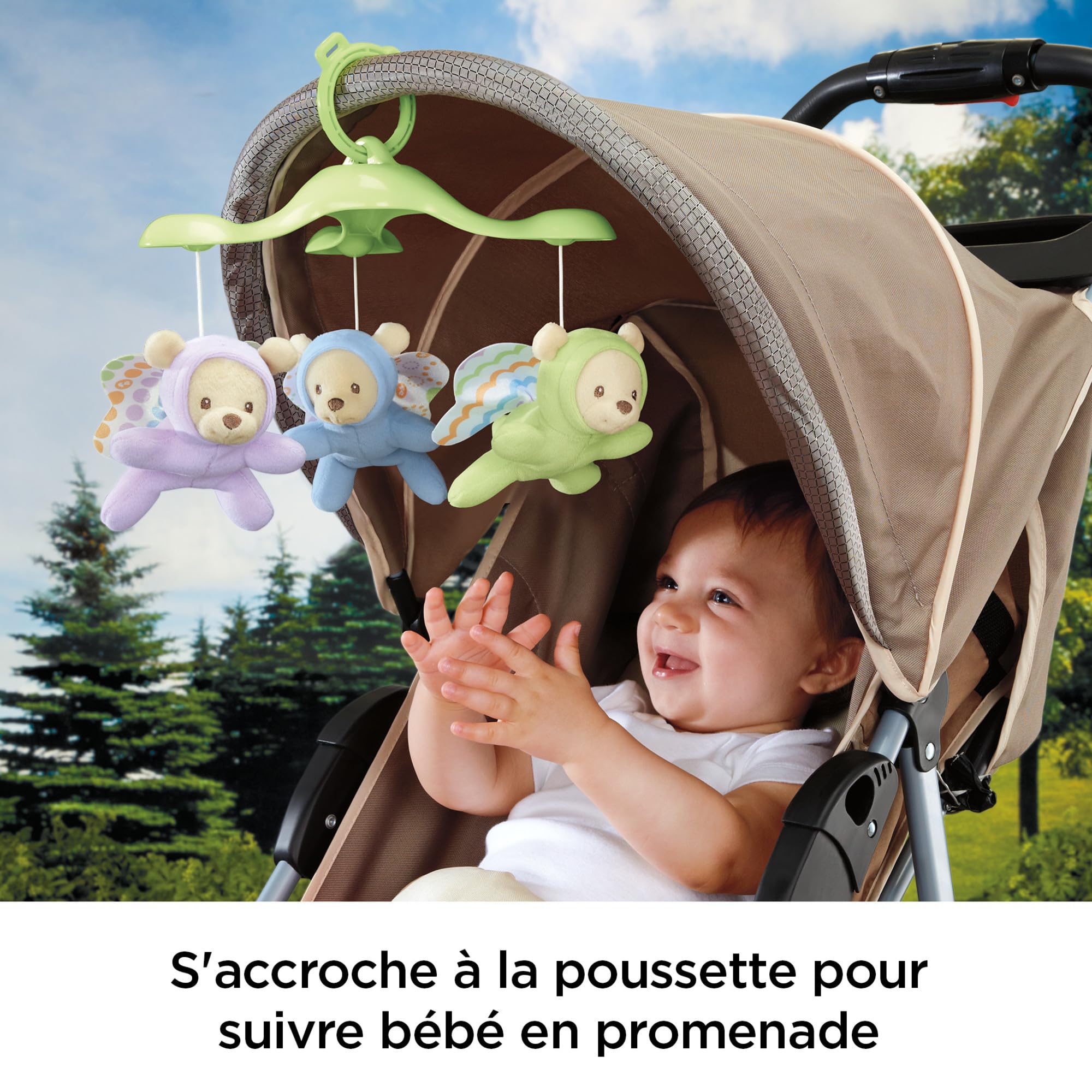 Fisher-Price - Mobile Doux Rêves Papillon - Veilleuse avec Projection de Lumière - 3 Peluches, 3 Modes Audio - Adapté aux Bébés - Cadeau de 0 à 5 Mois, CDN41