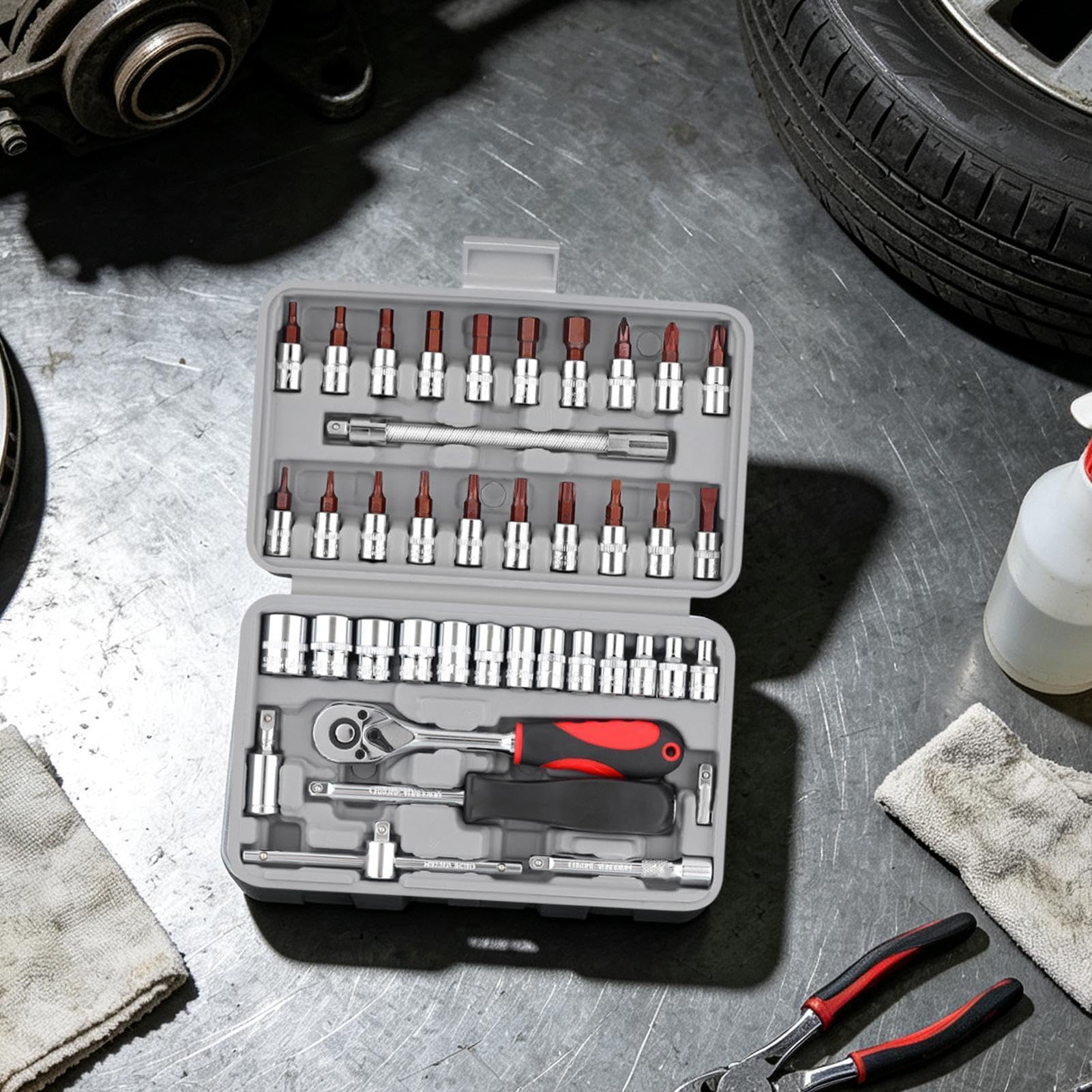 Set d'de tournevis 6,35 mm avec rallonge, queue hexagonale, 72 dents