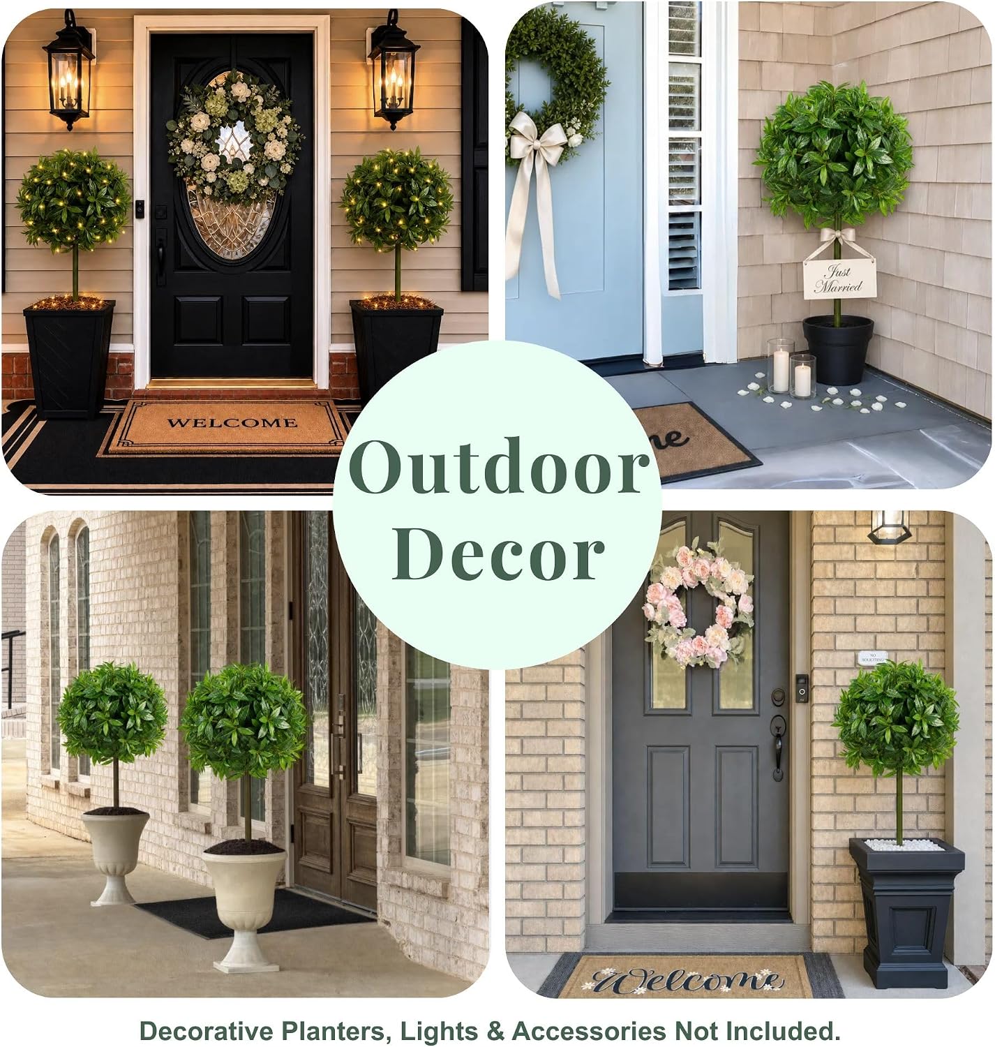 3FT Realistic Artificial Ball Topiary Tree with Pot, DIY Full Faux Tree for Outdoor Indoor Front Porch, Corner, Home, Office Decor