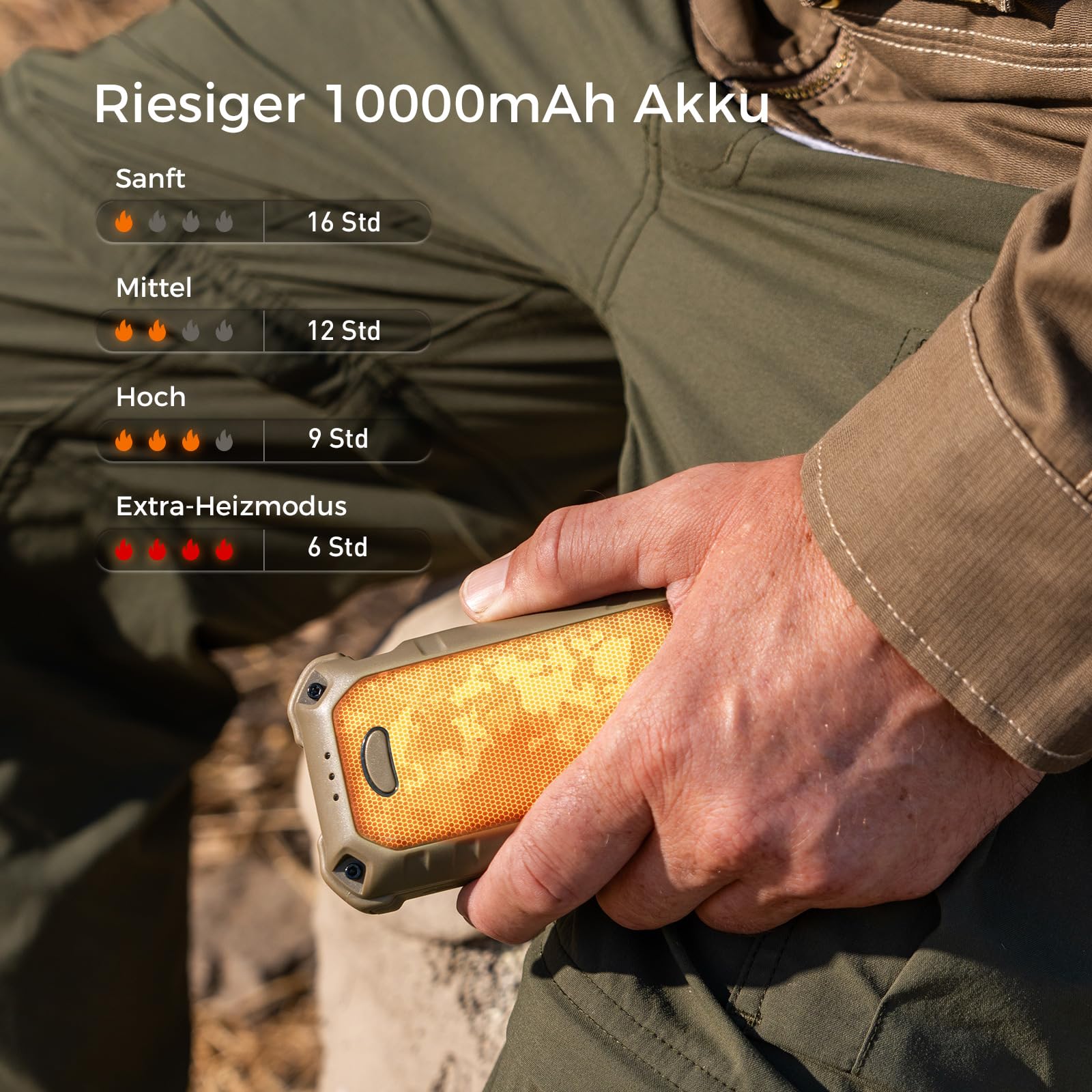 OCOOPA IP56 Wasserdichter Wiederaufladbarer Handwärmer, 10000 mAh PD Schnelllade Elektrisch Handwärmer, USB Powerbank, 16 Stunden Wärme, Eingebaute Taschenlampe, Outdoors, Camping, UT4 Extreme