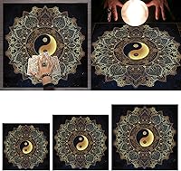 Vista 2 de Tapete de adivinaciones de péndulo de forma cuadrada, mantel de altar, tablero de juego de cartas, mantel metafísico, tapete de juego de mesa